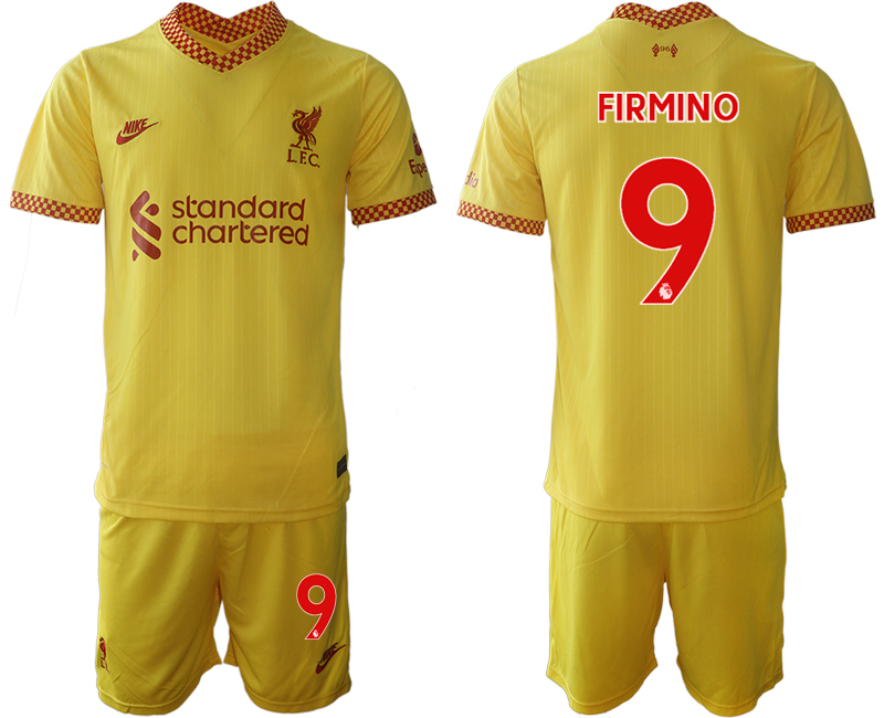 Men 2021-2022 Club Liverpool Second away yellow #9 Soccer Jersey->liverpool jersey->Soccer Club Jersey